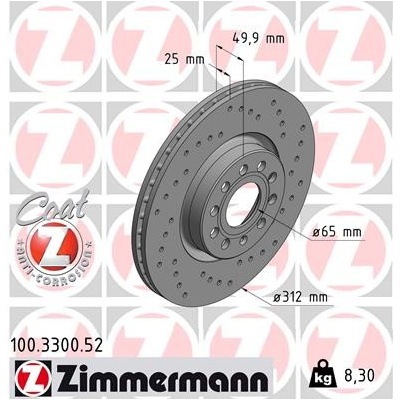 ZIMMERMANN Brzdový kotúč 100330052