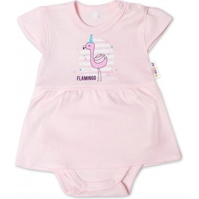 Baby Nellys Bavlnené dojčenské sukničkobody kr. rukáv Flamingo sv. růžové