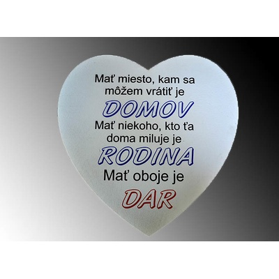 Tabuľka drevená srdce 30cm Domov, rodina, dar