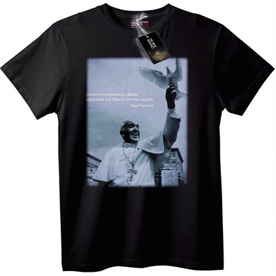 NOONEBRAND Тениска Папа Франциск гълъб - 2XL, White