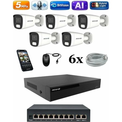 Amiko IP 5 kamerový set so switchom Ai Dl Tube 1501K5V2