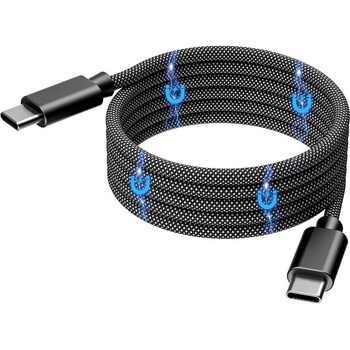 Choetech Кабел с вграден магнитен органайзер с бързо зареждане за устройства с USB-C порт (200 см) (черен) - Choetech Magnetic USB-C to USB-C Cable 240W (CC-1054)