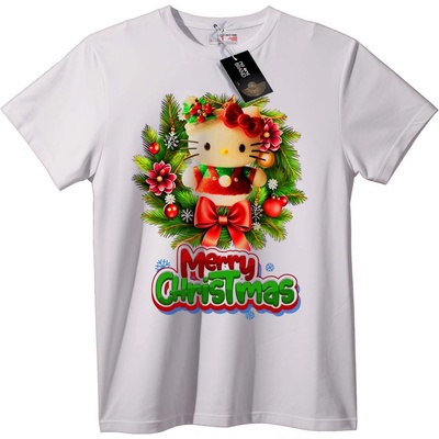 NOONEBRAND Тениска Весела Коледа Hello Kitty - 6XL, White