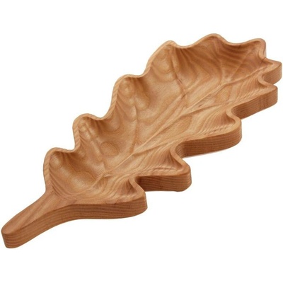 Dřevotéka Dřevěný tác List vyřezaný 35x15 cm