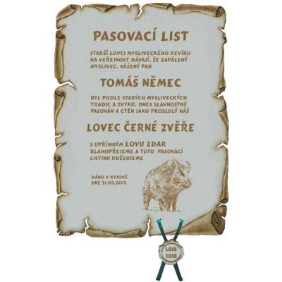 Dřevo Novák Pasovací list černá zvěř č.731 pergamen z překližky