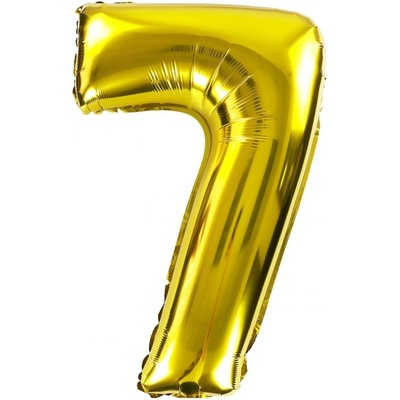 PartyDeco Fóliový balón Mini Číslo 7 zlatý 35cm