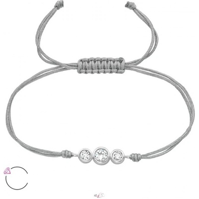 All4Silver Šňůrkový náramek se třemi krystaly S2113