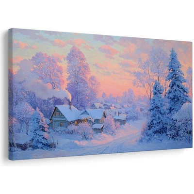 Obraz vánoční vesnička za soumraku - 120x80