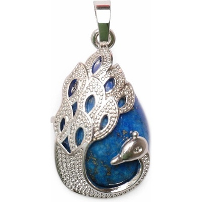 Nefertitis Lapis lazuli přívěsek Kapka zdobená pávem NF28402