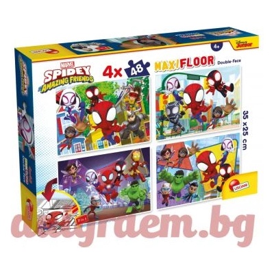 Lisciani Пъзел LISCIANI 100378 - 4 x 48 части - Спайдърмен, Spiderman, двулицеви пъзели (LI100378)