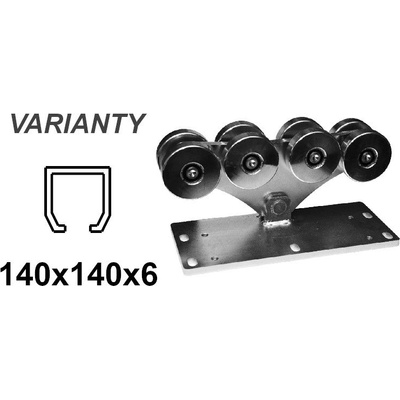 CAIS Vozík pre C-profil 140x140x6mm 8 roliek, vyosený pre posuvné brány vo svahu SPEED LK