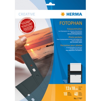 HERMA Fotophan zakládací kapsa na foto 13x18 cm černá, 4x foto (na šířku), 10 listů, Polypropylen (PP)