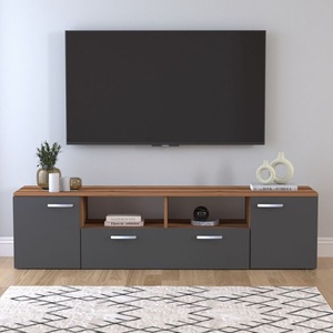 TopMebel ТВ шкаф Girit TopMebel от меламин в орех - антрацит 181.3x41x46.2cm
