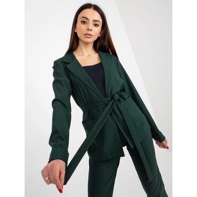 Sako s opaskom na viazanie LK-MA-507798-1.15P-DARK GREEN