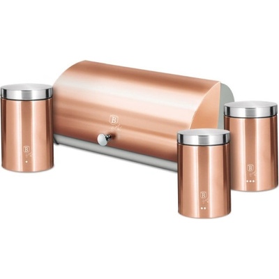 BERLINGERHAUS Chlebovka nerez se sadou 3 ks skladovacích nádob Metallic Line Rose Gold Edition BH-6730