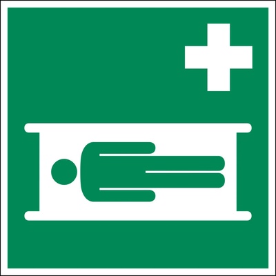 Značka Nosidlá, ISO 7010, fólia, fotoluminiscenčná, samolepka, 200 x 200 mm, BJ = 5 ks