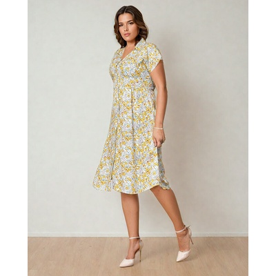 Resti floral midi dress biela žltá