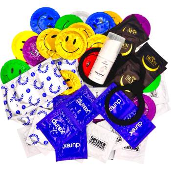 Sexy Elephant Классический набор презервативов - Basic pack (72 ks) + натуральный смазывающий гель SE 15 мл + силиконови белезници Handcuffs