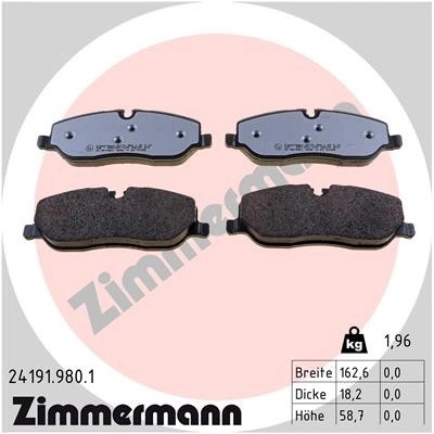 24191.980.1 ZIMMERMANN Sada brzdových destiček, kotoučová brzda
