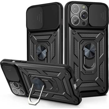 GKK Калъф със Стойка-Пръстен за iPhone 13 Pro, Kickstand Camera Case, Черен (5901011281682)