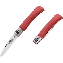 OLD BEAR S - SATIN STAINLESS STEEL, RED LAMINATED HANDLE, ROUNDED TIP 9357/17_MRK