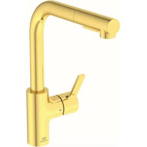 Ideal Standard Кухненски смесител с издърпващ се душ Ideal Standard Gusto 295 матово злато 2 вида струя (BD420A2)