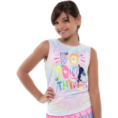 Lucky in Love Тениска за момичета Lucky in Love Novelty Print Crafty Scribble Tie Back Tank Girls - Многоцветен