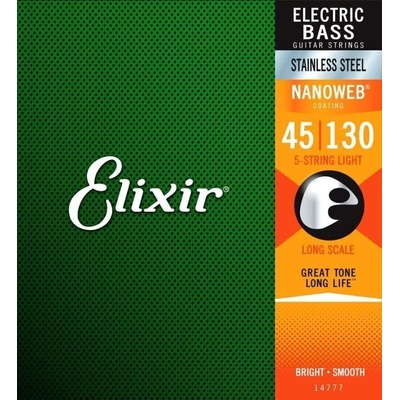 Elixir 14777 NanoWeb Light Long Scale 45-130 Струни за 5-струнна бас китара