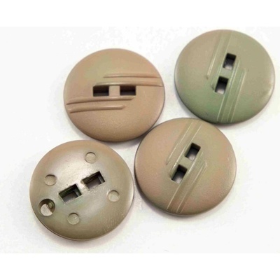 Dierkovaný gombík - khaki zelená - priemer 1,6 cm