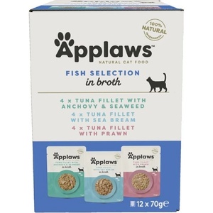 Applaws Fish in Broth Multipack - Комбинирани паучове за котка с Риба в бульон 12х70gr