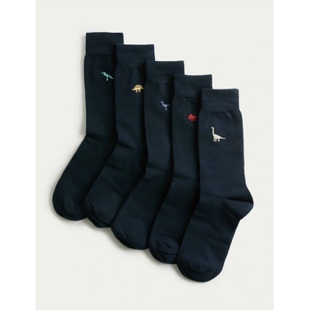 Marks & Spencer 5 чифта чорапи Cool & Fresh, с висок дял памук и мотив на динозавър Marks & Spencer военноморско синьо Marks & Spencer | Sin | МЪЖЕ | 6-8.5