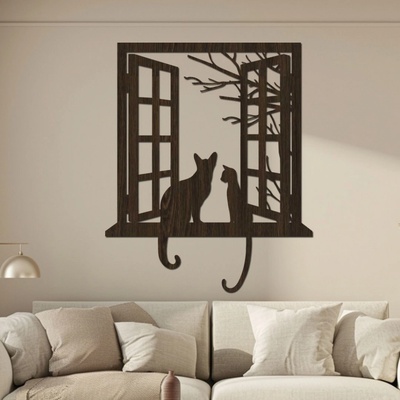 dřevo života Dřevěný nástěnný obraz Kočičí výhled Rozměry (cm): 49x60, Zvolte barvu dekoru: Wenge
