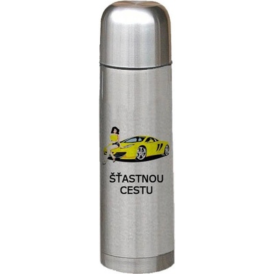FotoDarky termoláhev stříbrná 750 ml žluté auto