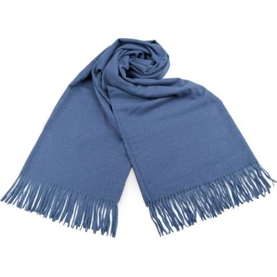 Šál typu pashmina so strapcami 18 modrá jeans