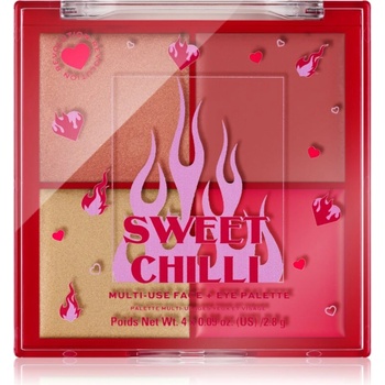 I Heart Revolution Sweet Chilli Blush & Highlight Quad палитра с хайлайтъри и ружове 4x0.9 гр