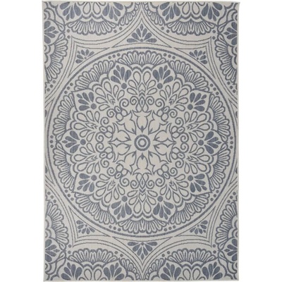 vidaXL Градински плоскотъкан килим, 160x230 см, синя шарка (340832)