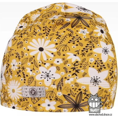 Dráče Bavlnená celopotlačená čiapka vzor 01 žltá kvety Žltá