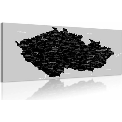 Obraz moderná čierno-sivá mapa Česka