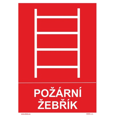 DUKO POŽÁRNÍ ŽEBŘÍK se symbolem a textem Formát: 210 x 297 mm, Materiál: plast 5 mm, samolepící vinylová fólie