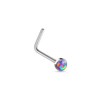 Šperky4U zahnutý piercing do nosu fialový opál N0016-OP38