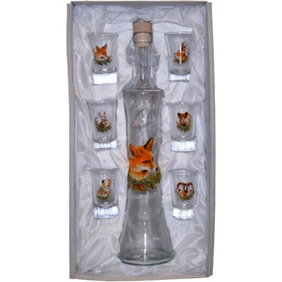 Fľaša na alkohol so štamperlíkmi - Líška