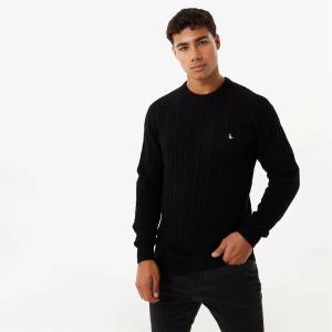 Jack Wills Пуловер Jack Wills Jack Marlow Merino Wool Blend Cable Knitted Jumper Men - Black