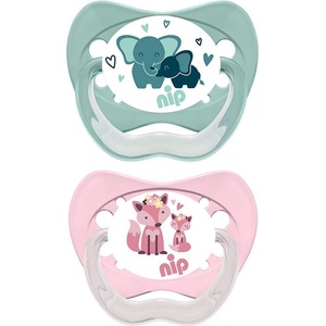 NIP Силиконови залъгалки NIP - Family, Слон и лисица, 0-6 м, 2 броя (14000821310032) - ozone