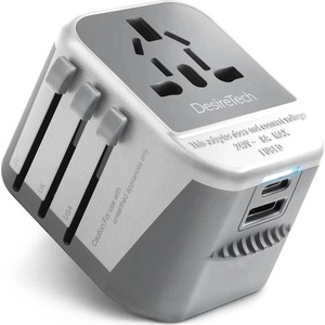  Захранване с USB-C и USB-A и преходници за цял свят - DesireTech Universal Travel Adapter 4 in 1 for 224 Countries, UK, Europe, USA, Asia, Australia (432643)