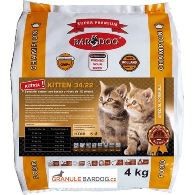 Bardog Super prémiové krmivo pro kočky Kitten 34/22 4 kg