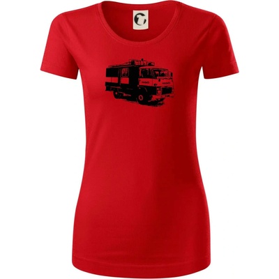 Hasičské auto Hasiči Dámské triko z organické bavlny Origin GOTS Červená – Zboží Mobilmania