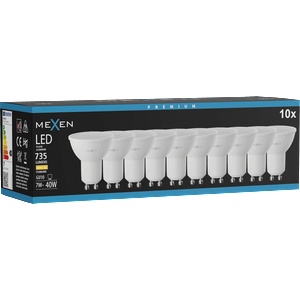 Mexen Nova 10x LED крушка GU10, 7W, Топло - 3000K, 735 lm - L107-GU10-0730-01x10 (L107-GU10-0730-01x10)