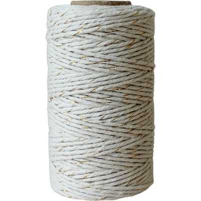 Bella Rose Bavlněný provázek 50 m – Off White / Gold, béžová barva, textil – Zboží Dáma