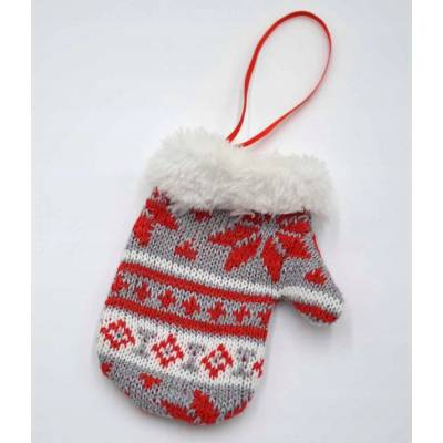 Saska garden Ozdoba - rukavička na darčeky - sivá 12 cm