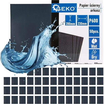 Vodní brusný papír – list 230 x 280 mm P600 Geko